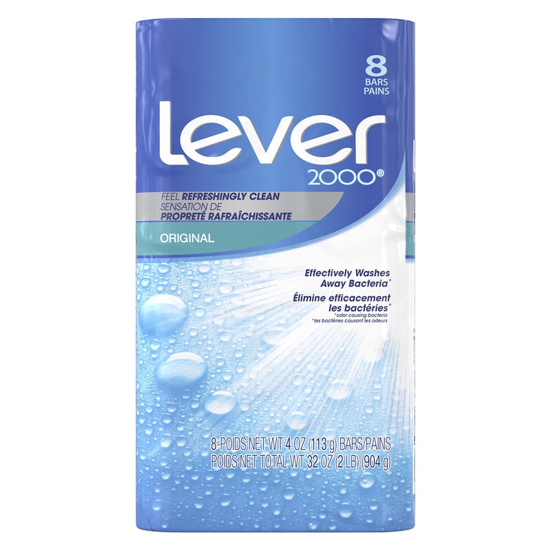 Lever 2000 Bar Soap Refreshing Body Soap and Facial Cleanser Original Effectively Washes Away Bacteria 4 oz 8 Bars - Image 1